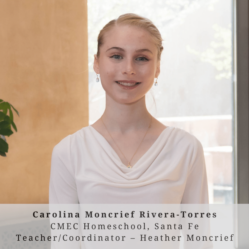 A young woman with blond hair pulled tightly back